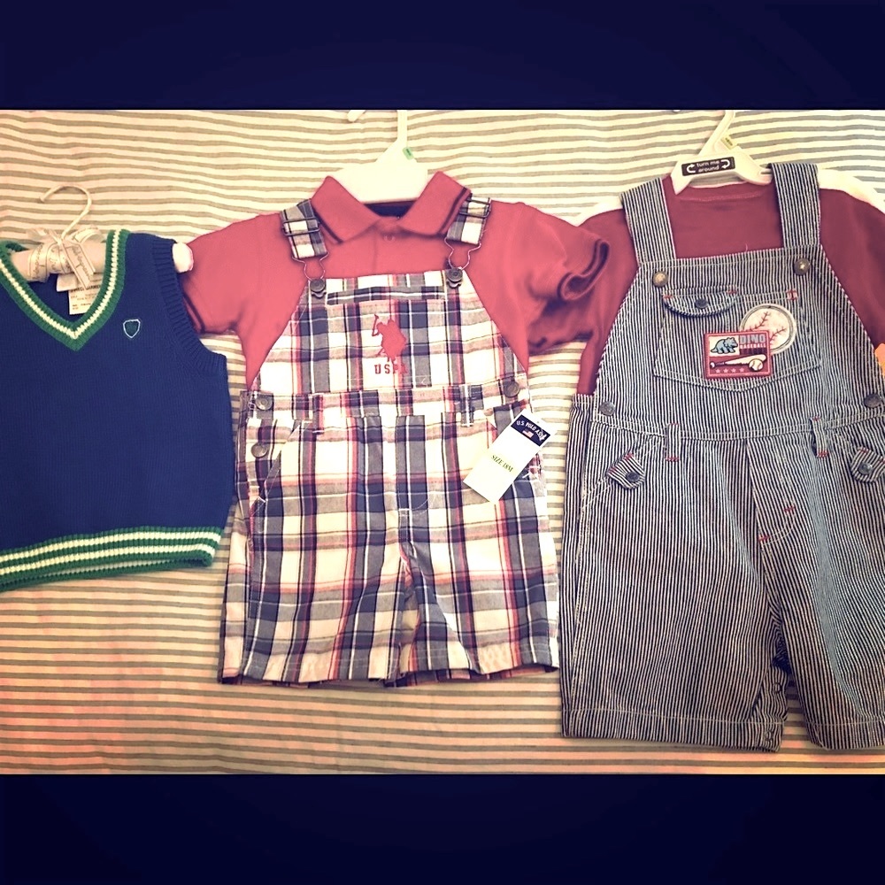 All 3 NWT! Baby Boys’ pieces. 2 full outfits and handsome sweater vest 18 months